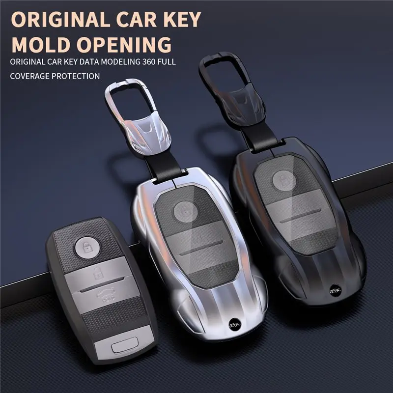 Zinc Alloy Silicone Car Key Case Cover - 360° Protection Key Shell