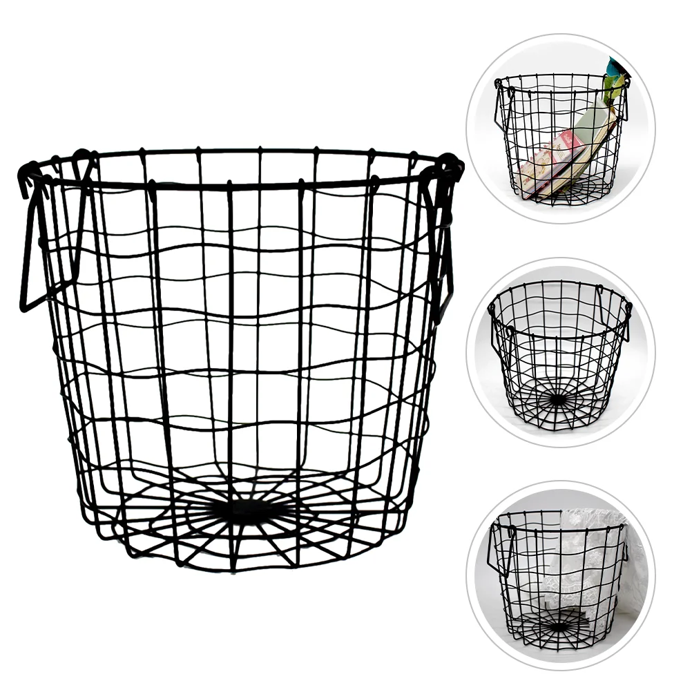 

Vintage Metal Laundry Basket Hollow Wire Storage Basket Country Mesh Basket Hamper Clothes Sundries Organizer Farmhouse