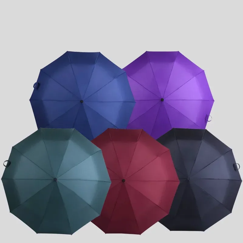 Folding Automatic Wind Resistant Windproof Umbrella Rain For Men Women Black Coating 10K Parasol