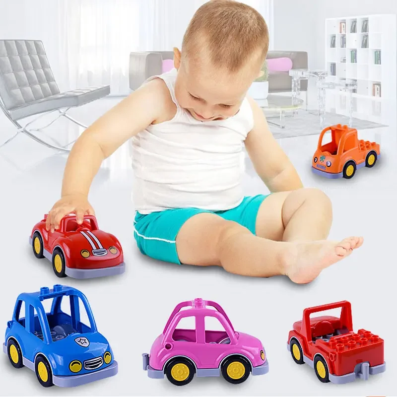 Big Size Traffic Series Building Block Large Particles Car Bus Truck Plane Helicopter Accessories Compatible Duploes Brick Toys 2