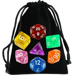 High - Quality Transparent Polyhedral Dice Set in Vibrant Colors for Tabletop and Party Games (Random Color)