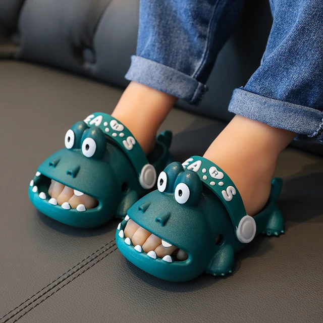Zapatillas de dinosaurios para niños niñas, zapatos de jardín de cocodrilo para bebés, sandalias con agujeros, antideslizantes, gruesas, de verano _ - AliExpress Mobile
