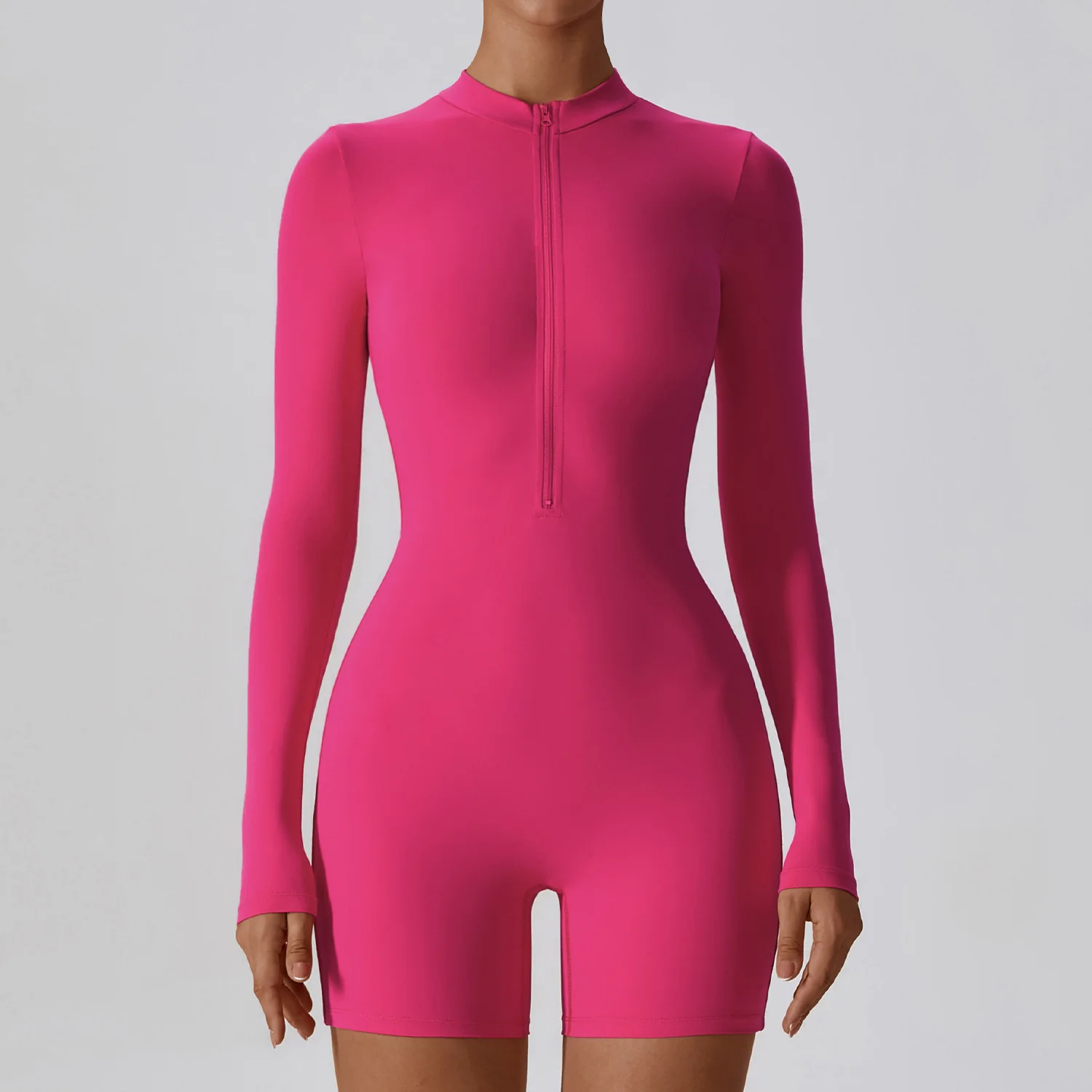 Long Sleeve Women\'s Gym Jumpsuits Pants Zipper Turtleneck Sport Wear Female Fitness Yoga Playsuit Rompers Skinny Dance Overalls