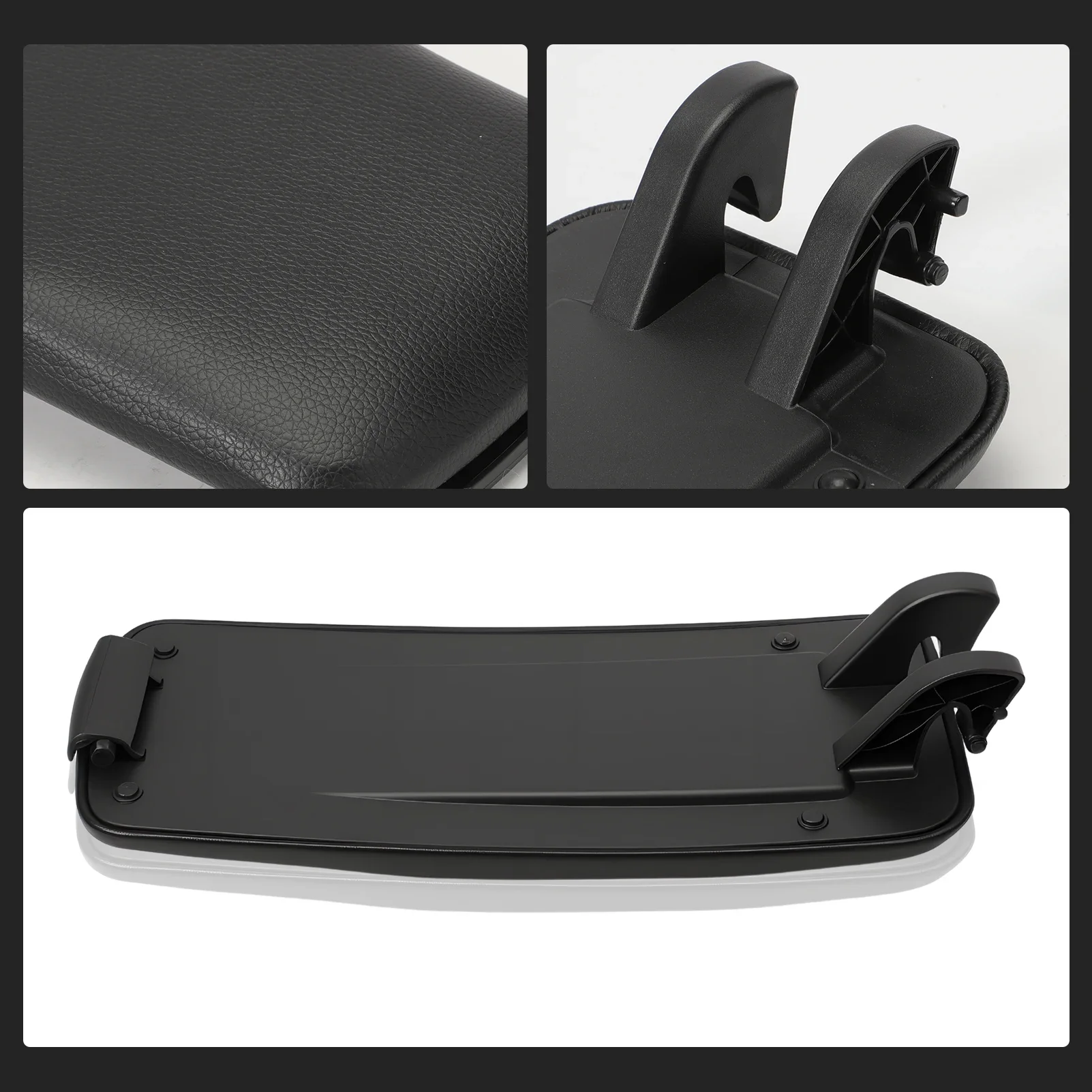 Luxurious Black Leather Center Console Armrest Cover