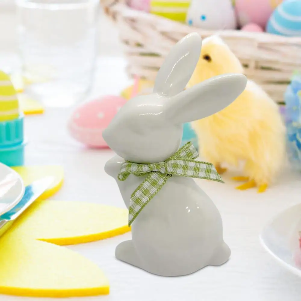 Osterhase Keramik Figuren Porzellan Urlaub Kaninchen Dekoration Skulptur Osterhase Skulptur Schreibtisch Ornament zum Essen – Detail 9