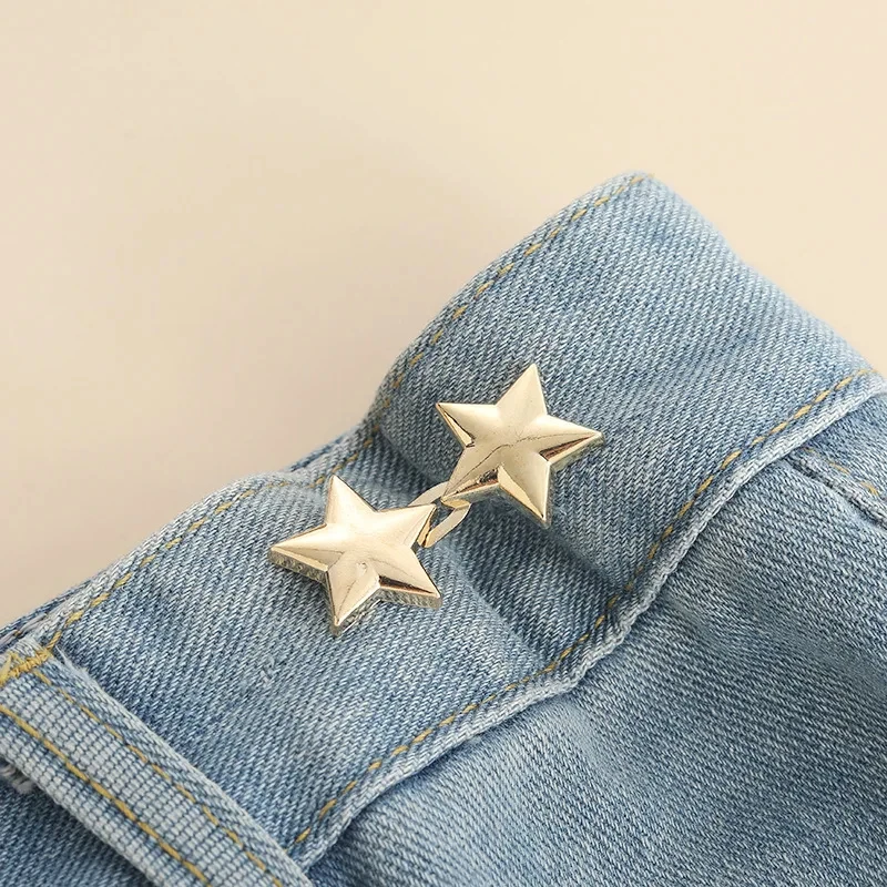 1 Pair Lovely Star Shape Trousers Waist Buckles Adjustable Metal Waist Tightener Snap Button Adjuster Pants Pin Clips 3