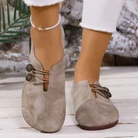 2024 New Casual Flat Bottom Soft Leather Single Shoe Plus Size Shallow Water One Step Simple Foreign Trade Shoe 43 Code Cross-bo