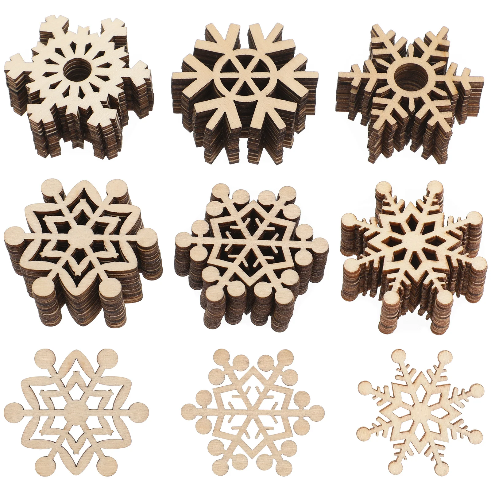 

60 Pcs Christmas Snowflake Pendant Decorations Ornaments Xmas Tree Hanging Wood Tag Christams Tags Boxwood Snowflake-shaped