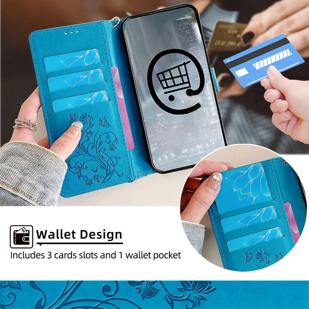 Elegant Ladies Leather Wallet Flip Case - Fashionable Book Cover Design
