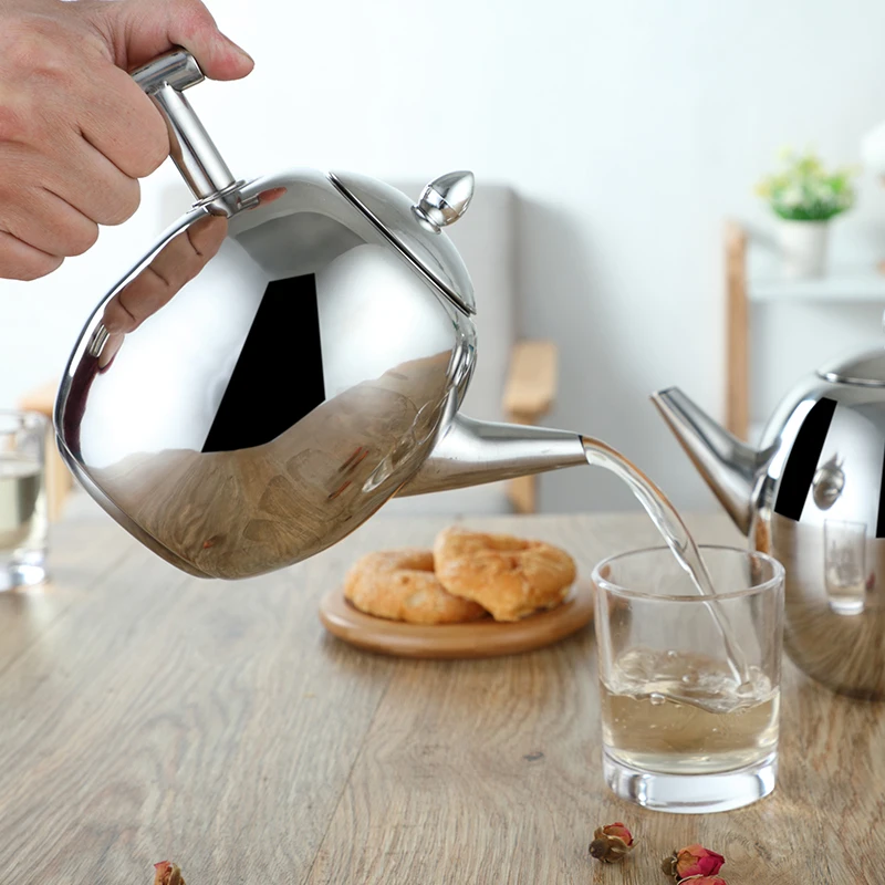 

1L/1.5L Belly Shape Tea Pot Handheld Design Water Kettle 304 Stainless Steel Tea Kettle With Filter Water Pot