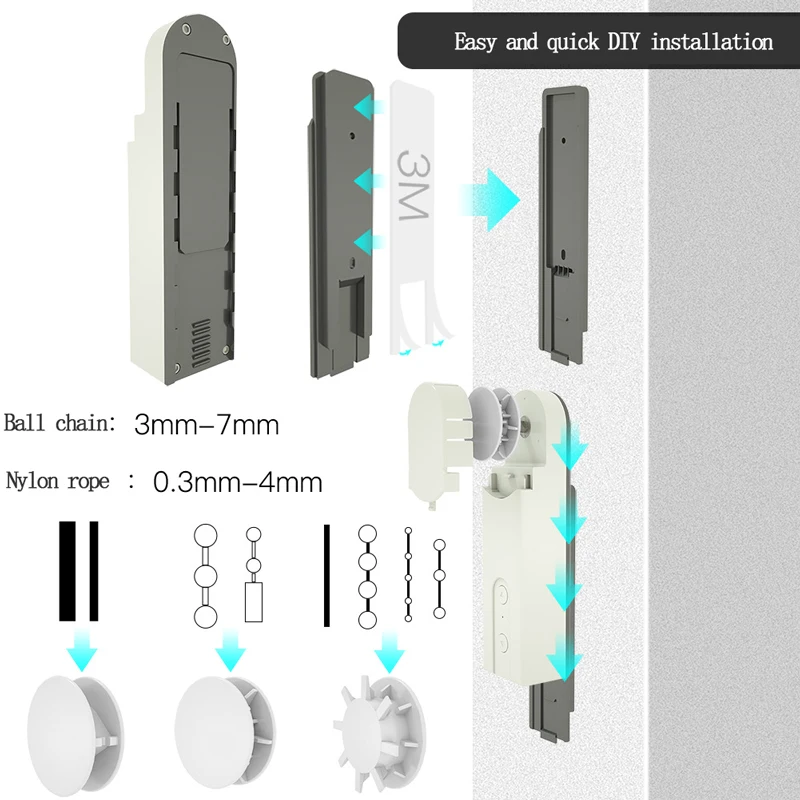 블루투스 투야 스마트 홈 비드 전기 롤러 셔터 모터, 앱 타이밍 알렉사 커튼 풀 로프, DIY 스마트 다기능 모터