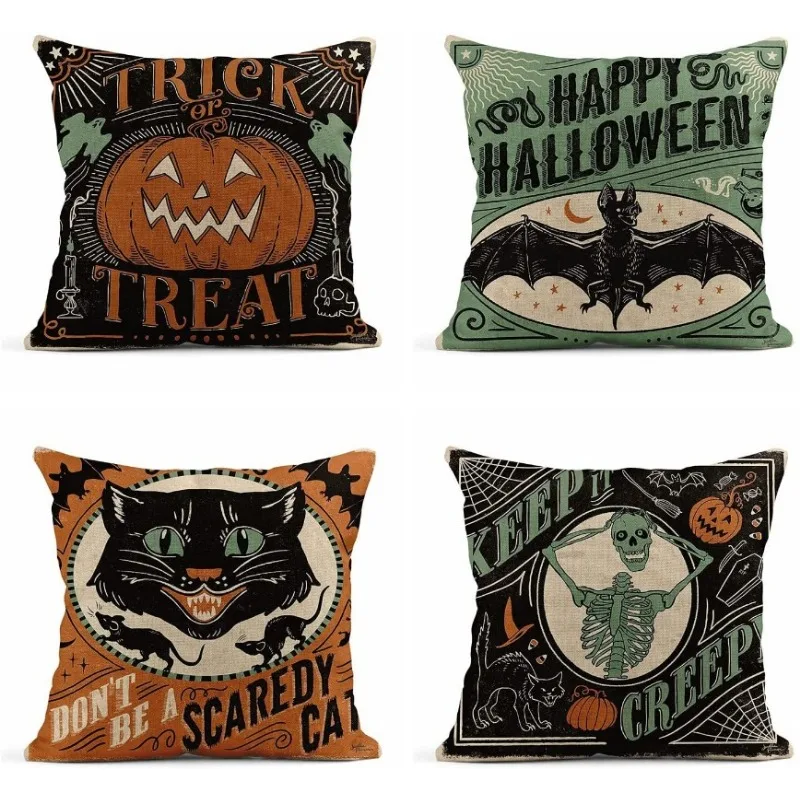 

Hot Halloween Pillow Cat Pumpkin Skull Pillow Sofa Home Decoration Linen Pillow Cover