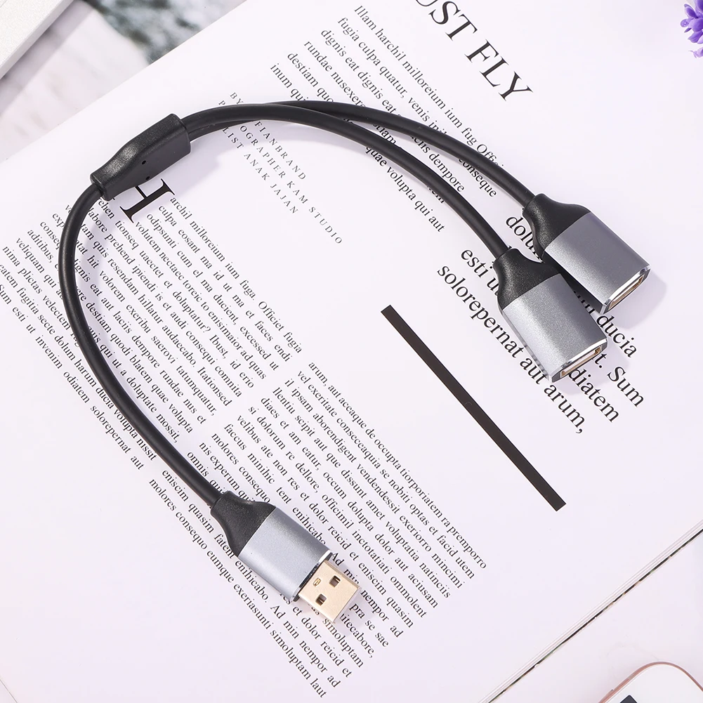2 in 1 Computer Extension Adapter USB Splitter Cable Y Splitter USB Adapter 1 Male to 2 Female Extension Power Cord