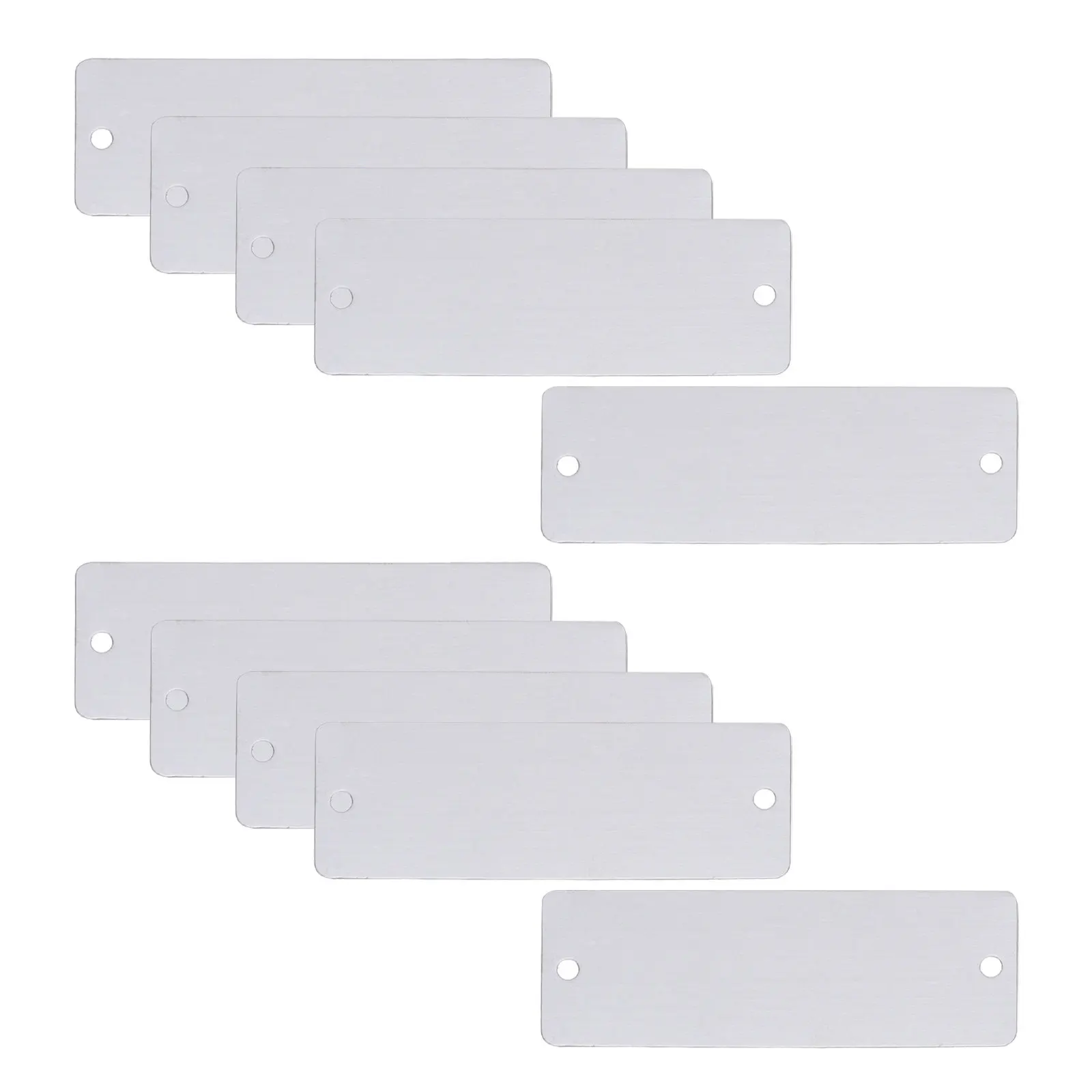 10Pcs 빈 스테인레스 스틸 명판 직사각형 70x25mm 태그 번호 표시 펜던트 용 광택 금속 조각 플레이트