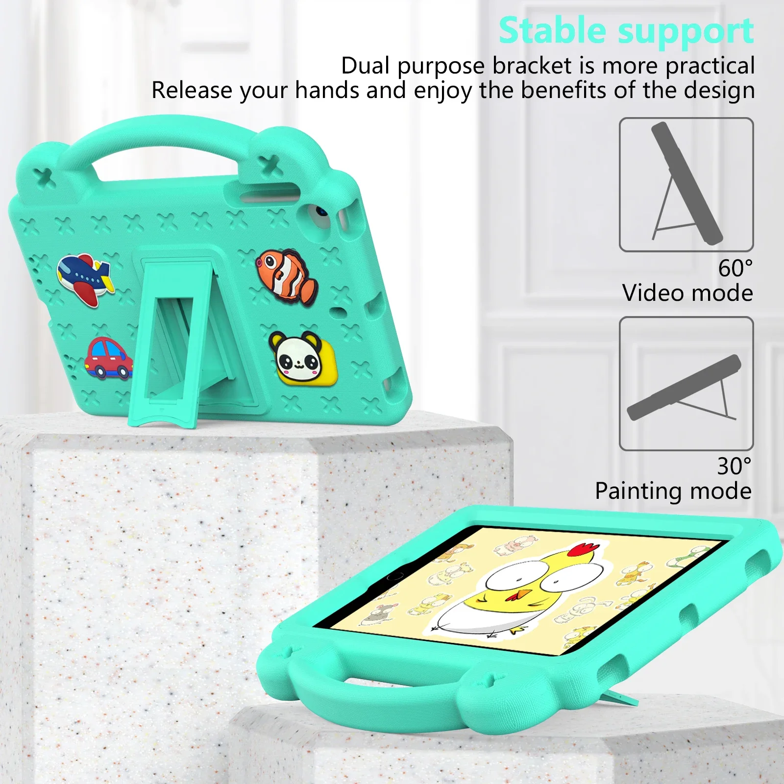 Children's Shockproof Cartoon Bear Tablet Case, EVA Foam Protection, 7.9-Inch