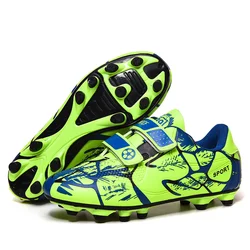 Youth Soccer Shoes - Athletic Outdoor Football Cleats - 37 (Green FG Sneakers)