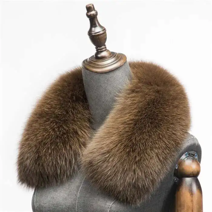 Winter Natural Fox Fur Scarf Square Collar For Men Short Scarves Neck Warm Thick Scarves Real Fox Fur Shawl Male Coat Decorate
