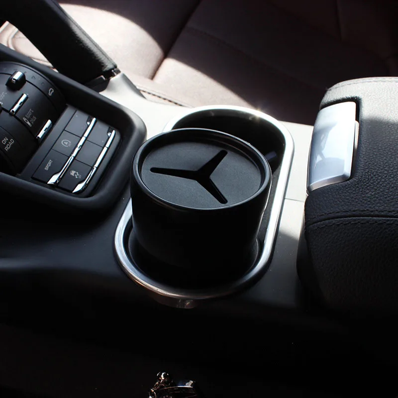 Multifunctional Car Mini Trash Bin Cup Holder Car Trash Can Auto Holder Cap Mounts Black Plastic Interior Accessories