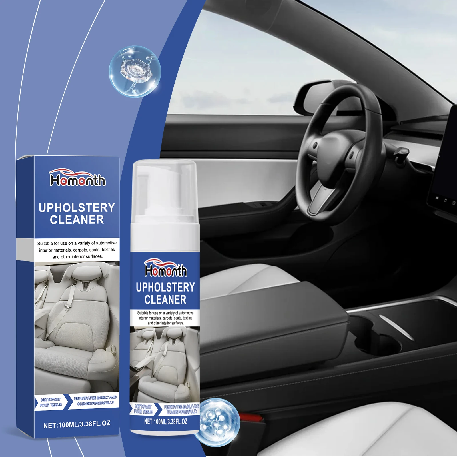 Car Interior Cleaning Mousse Car Interior Decoration Cushion Seat Fabric Stain Cleaner 100ml