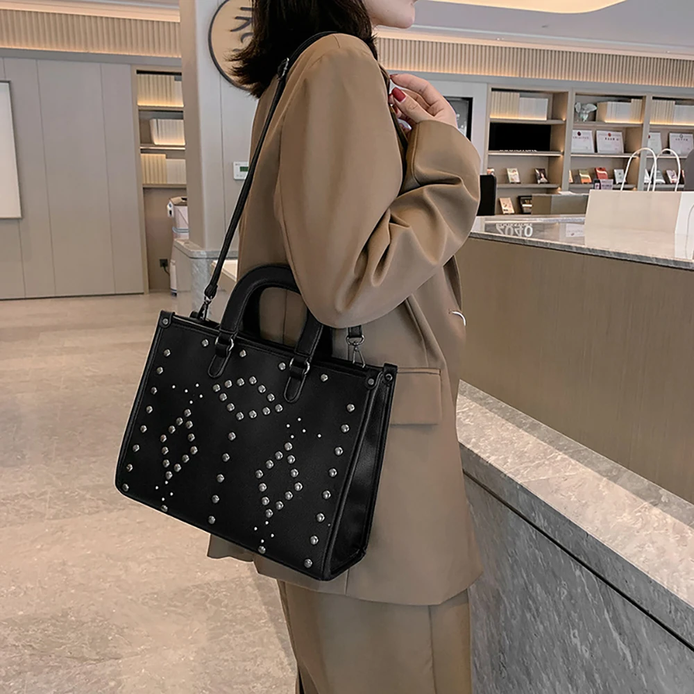 Fashion Rivet Design Shoulder Bags for Women Luxury Brand Small Leather  Totes 2023 Trendy Handbags and Purses Lady Crossbody Bag - AliExpress