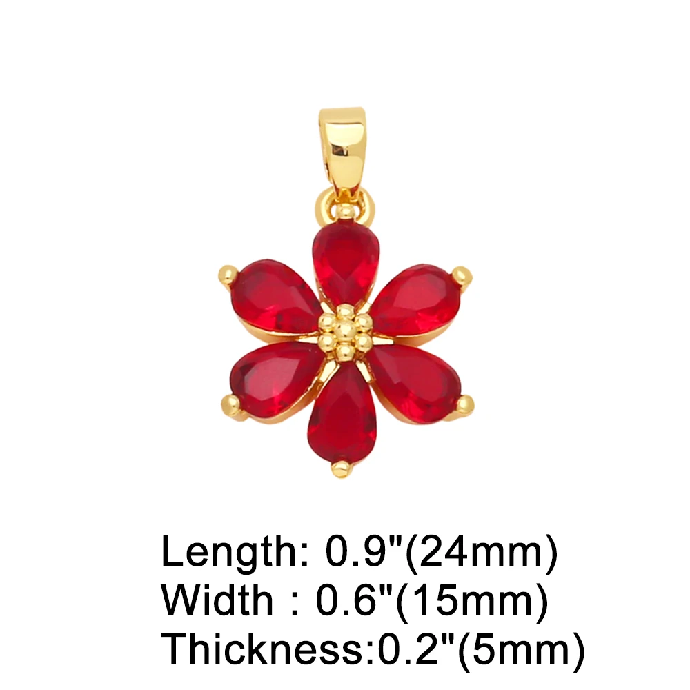 OCESRIO – collier de fleurs multicolores en CZ, pendentif en cuivre plaqué or cristal, composants de fabrication de bijoux à faire soi-même, vente en gros en vrac pdta908