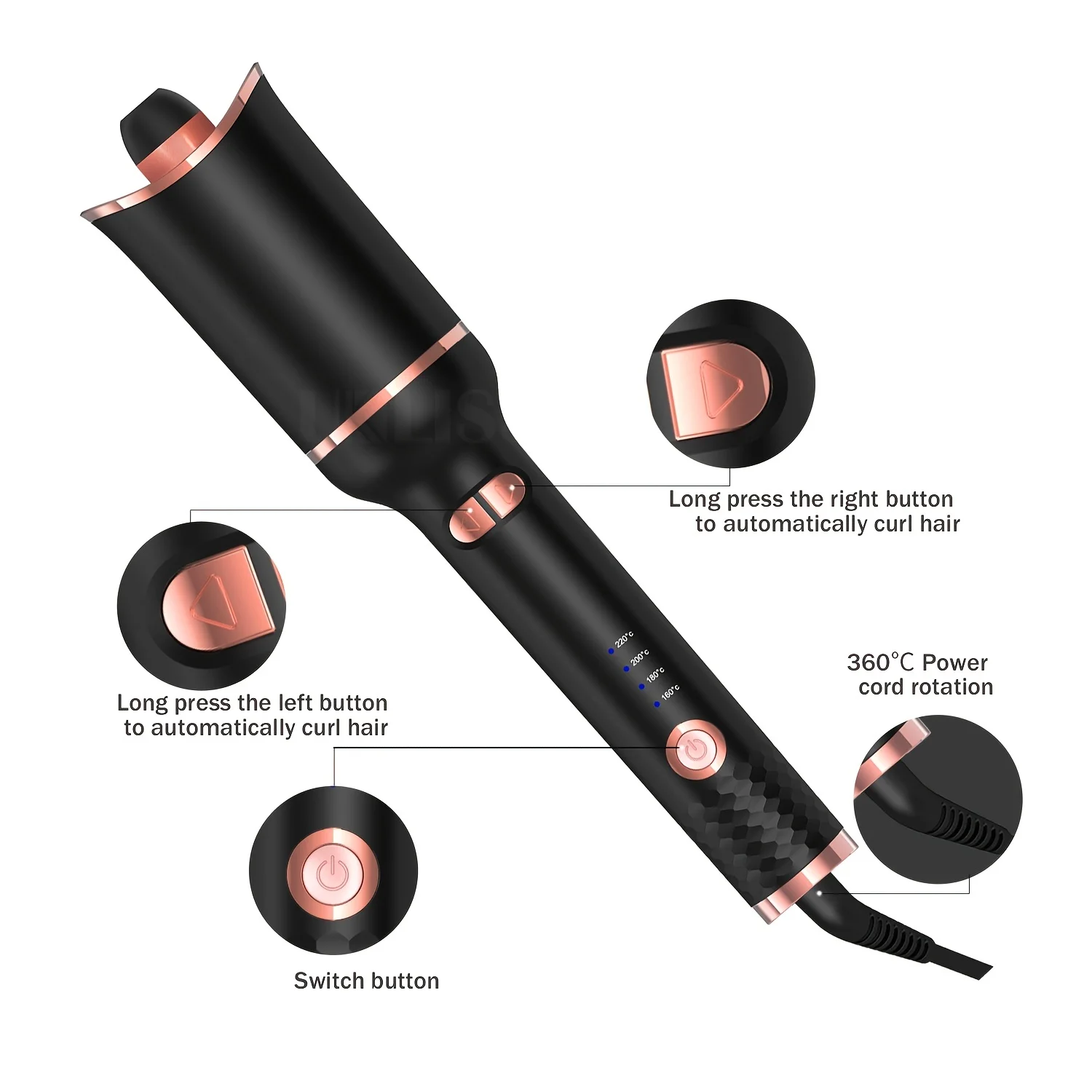 Auto Rotating Hair Curler Air Curler Spin Curl Ceramic Curling Iron Automatic Curling Wand Electric Hair Waver Iron Styler