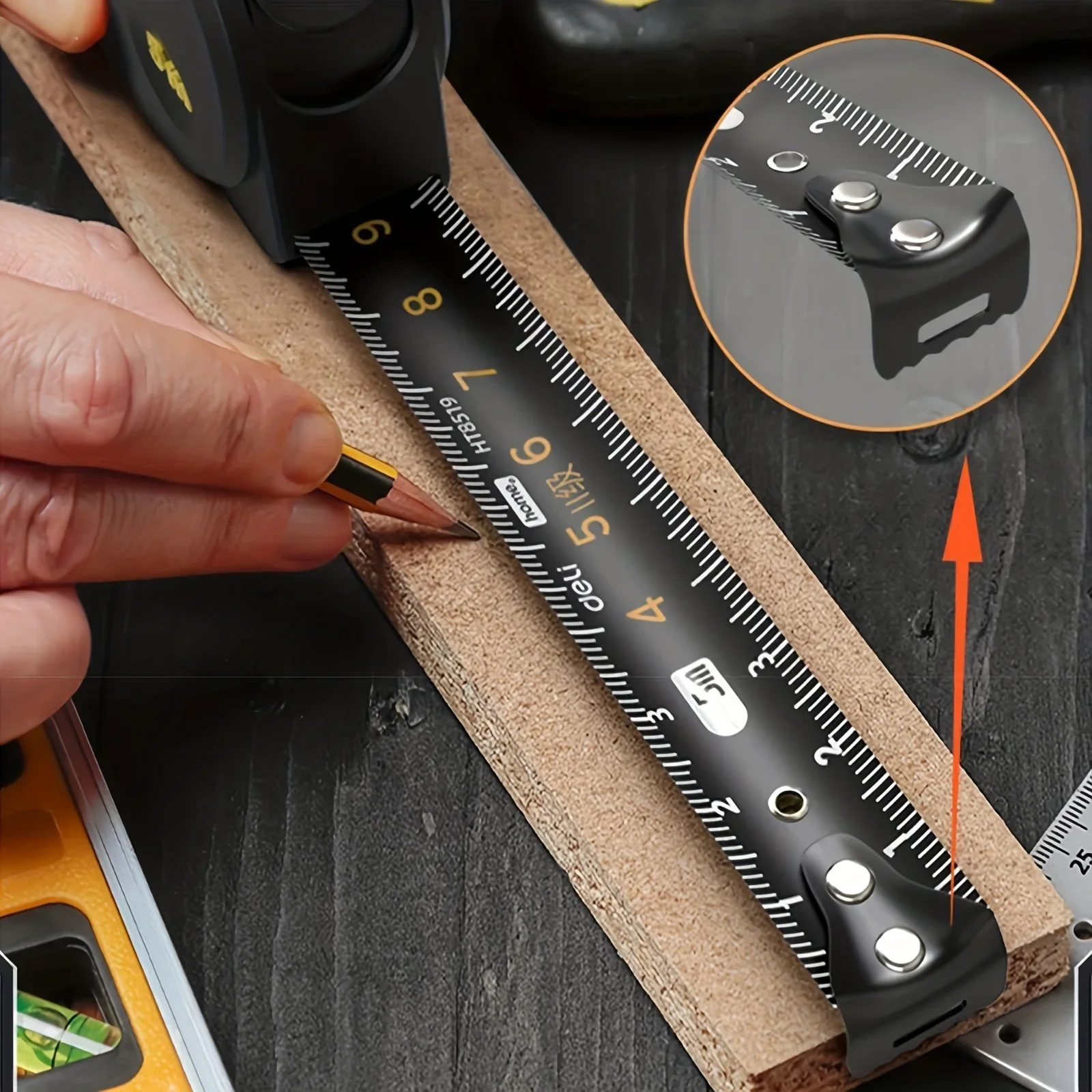 3/5M Measuring Tape Black Carbon Steel Retractable Ruler Multifunctional Household Woodworking Portable Measuring Tool Ruler measuring tape