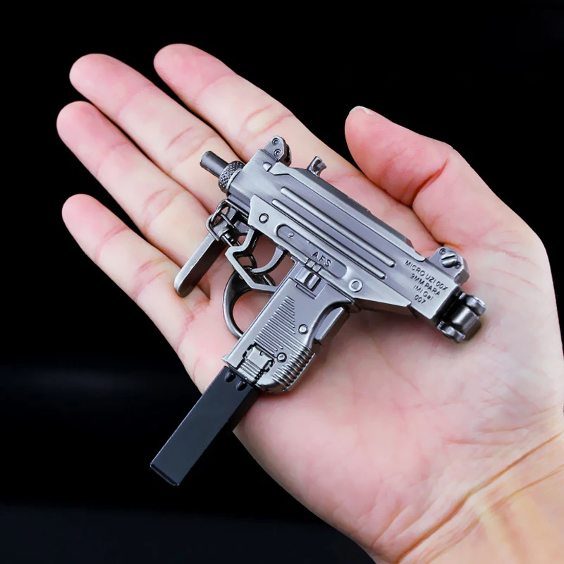 Alloy Miniature UZI Model Submachine Gun Pendant Keychain 15CM