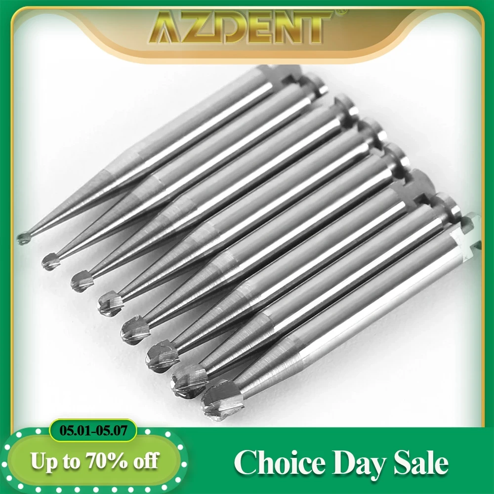 

5pcs/Box AZDENT Dental Lab RA Tungsten Carbide Burs Round Head Steel Bur for Low Speed Handpiece Shank Diameter 2.35mm