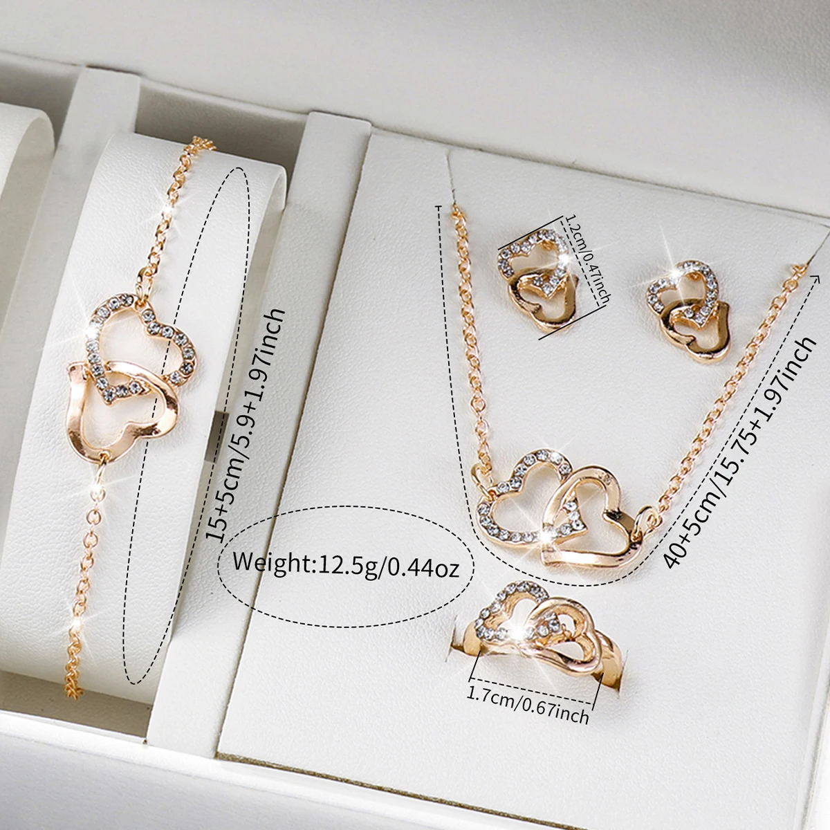 6PCS/Set Simple Scale Dial Women's Watch Fashion Gold Steel Band Quartz Watches Jewelry Set（Without Box） 6