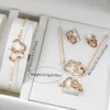 6PCS/Set Simple Scale Dial Women's Watch Fashion Gold Steel Band Quartz Watches Jewelry Set（Without Box） 6