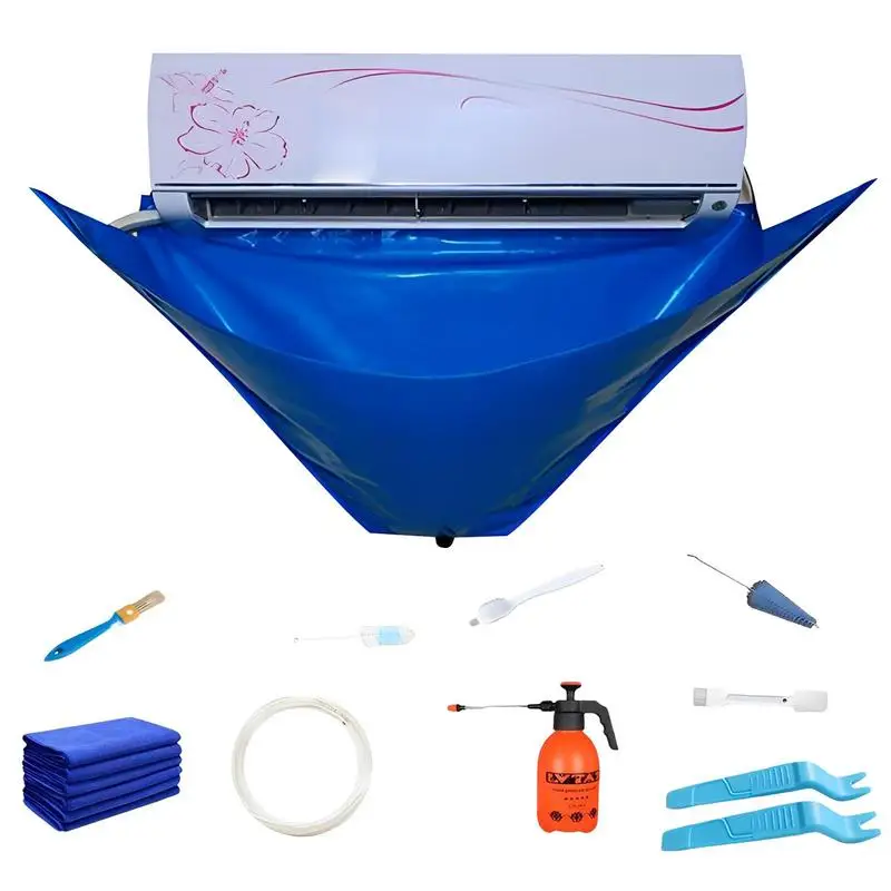 

Air Conditioner Cleaning Cover Set Waterproof Wall-mounted Split Air Conditioner Cleaning Cover with Drain Cleaning Set Tools