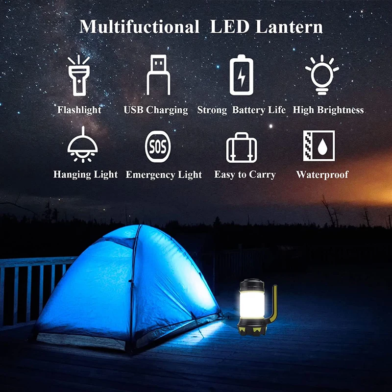Description Picture 4 of itemCamp Lamp LED Camping Light USB Rechargeable Flashlight Dimmable Spotlight Work Light Waterproof Searchlight Emergency Lantern