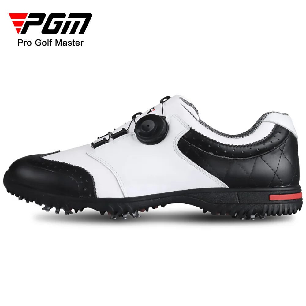 

PGM Waterproof Golf Shoes Mens Comfortable Knob Buckle Genuine Leather Sneakers Spikes Nail Non-Slip XZ039 Sports Training Shoes