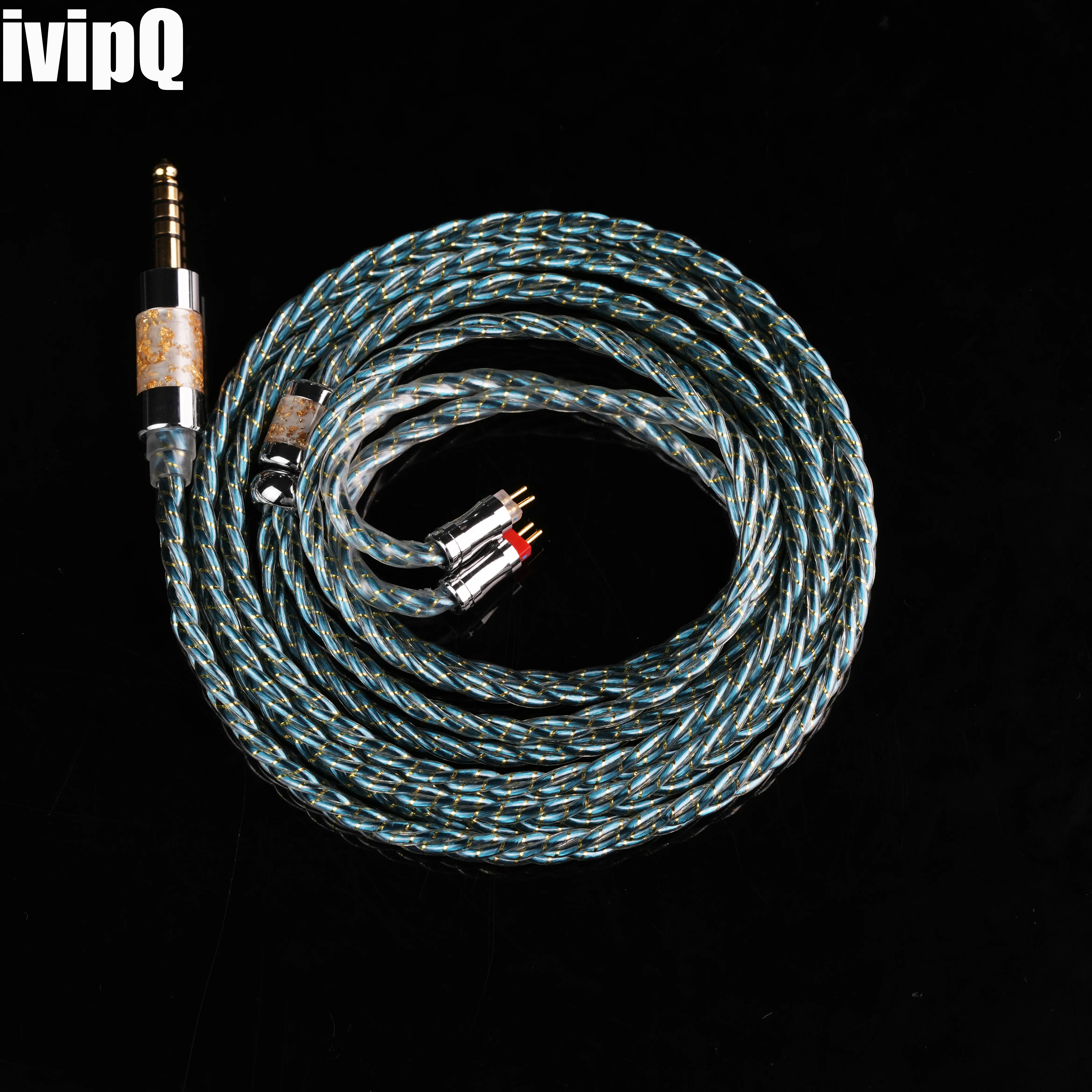 IvipQ-A09 6-adriges HIFI-Kopfhörerkabel, kompatibel mit 0,78-mm-Pin-MMCX-Dual-3,5-mm-Schnittstelle, IEM-Over-Ear-Kopfhörerkabel