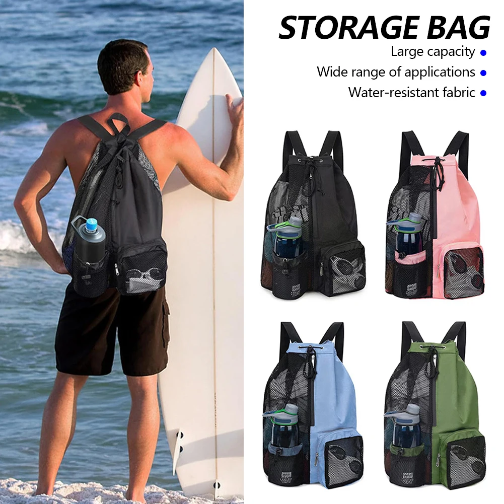 1Pc Swim Sport Bag Mesh Drawstring Backpack with Wet Pocket Multipurpose Beach Backpack for Swimming Gym and Workout Gear