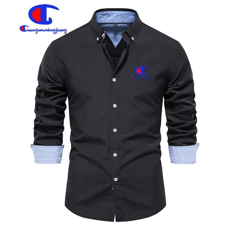 2024 New Autumn Cotton Men's Oxford Shirt Long Sleeve Button Down Social Business Casual Shirts for Men