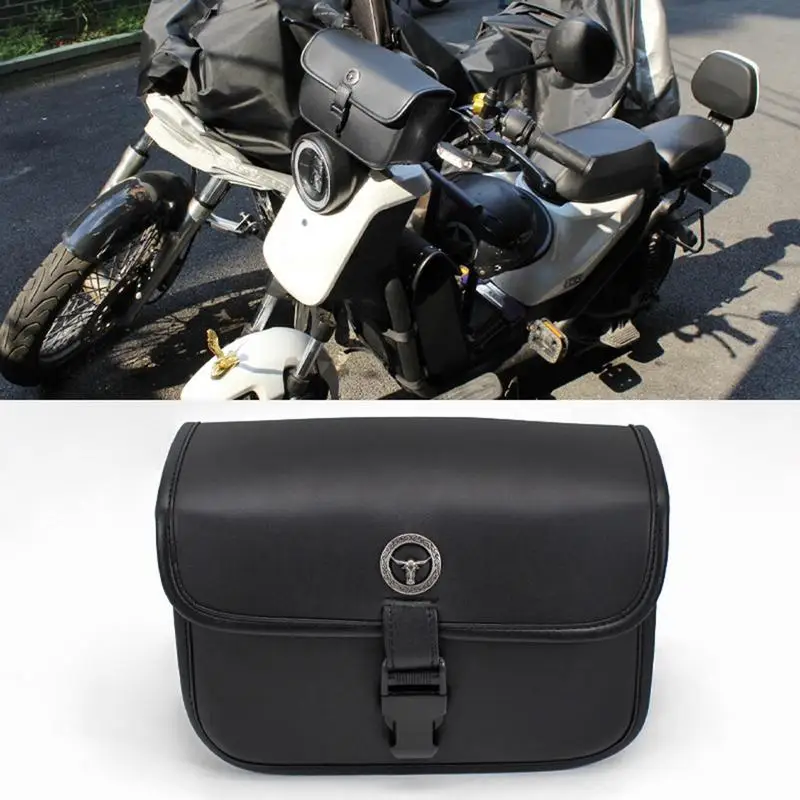 

Motorcycle Head Bag PU Leather Motorcycle Storage Bag For Handlebars Travel Pouch Cavity Stems Front Forks Side Racks