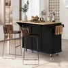 Rolling Kitchen Island with Storage, Moveable Kitchen Island with Drop Leaf, Portable Kitchen Storage Islands 3
