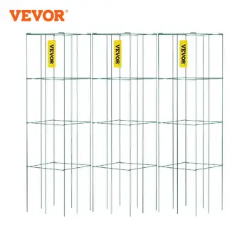 VEVOR Tomato Cages Plant Support Cages 3/5/6/10 Pack Square Steel 3.3 /3.8 FT Green for Garden Plant Care Soil & Accessories 1