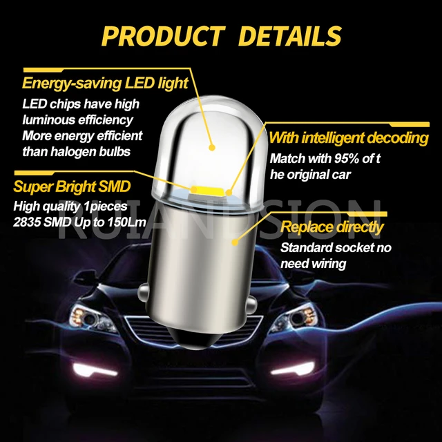 2pcs BA9S H21W BAY9S Led T4W BAX9S H6W LED Bulb T2W T3W H5W Canbus Car  Interior Lights Dome Reading Instrument Lamp Auto 12V - AliExpress