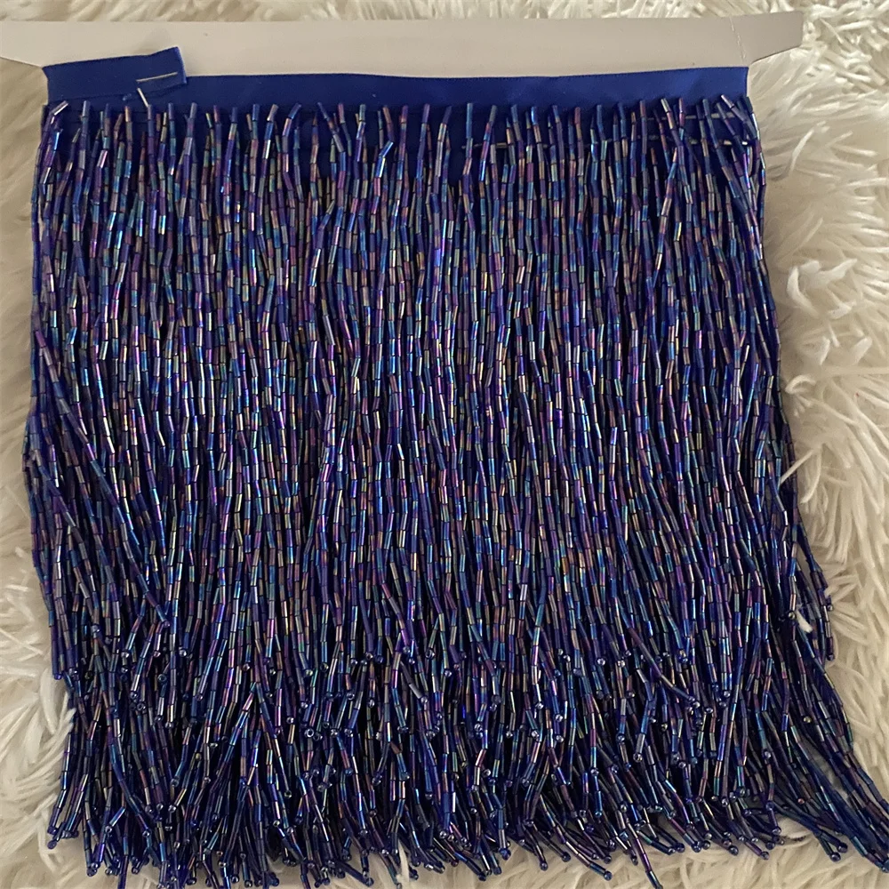 5 Iarde di Frange con Perline Colorate da 15 cm per Costumi, Lampade e Decorazioni Artigianali - immagine 2