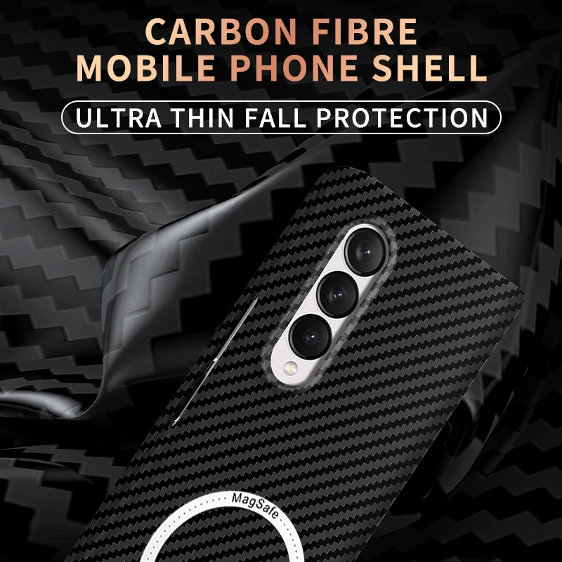 

Shockproof Carbon Fiber Magnetic Adsorption Wireless Charging protect Case for Samsung Z Fold4