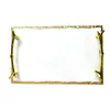 Luxury Natural Marble Branch Shaped Handle With Golden Edge Tray For Living Room And Home Items Storage And Placement 5