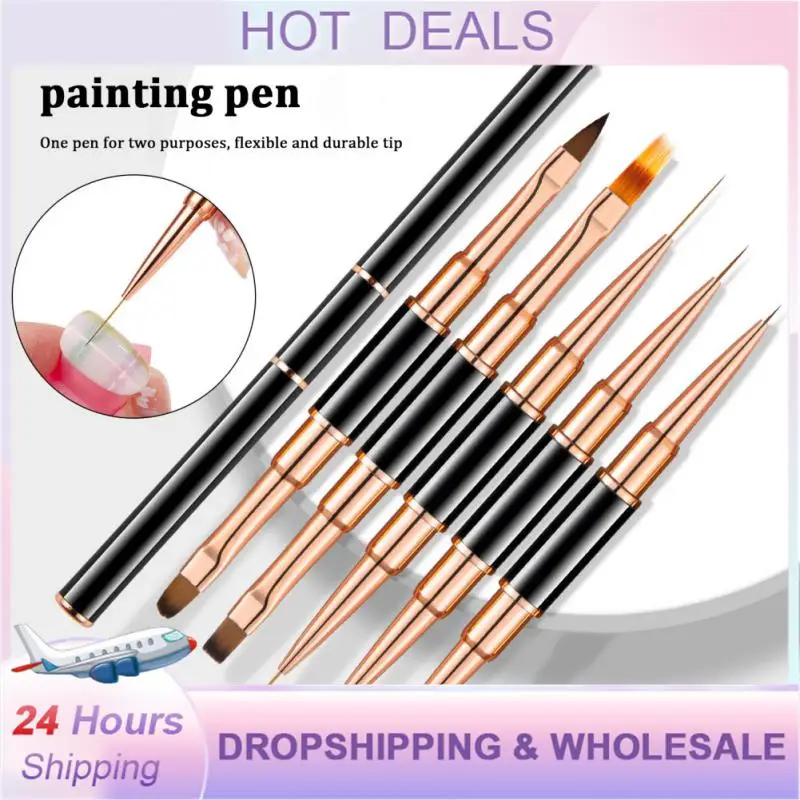 Unique Bargains Nail Art Brushes Set Extension Gel Nail Art Design Pen Set Painting Tools for Acrylic Application 6 Pcs