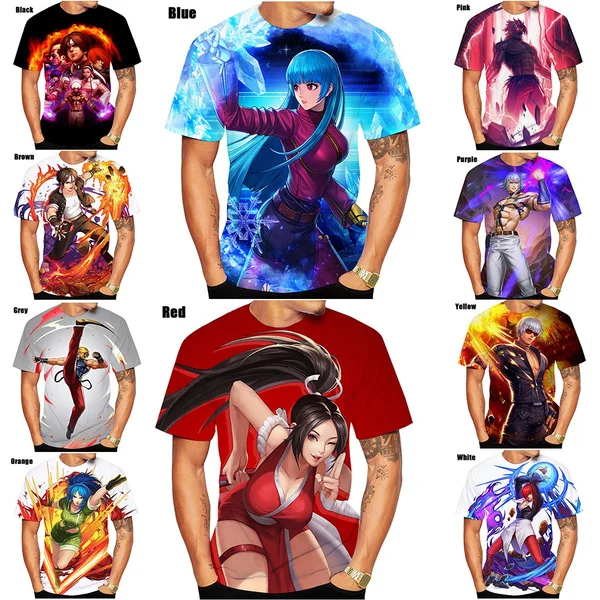 

New Streetwear Harajuku Short Sleeve Fashion King of Fighters Casaul Funny 3D Printed O-neck T Shirt Hip Hop Sreet Style Tee Top