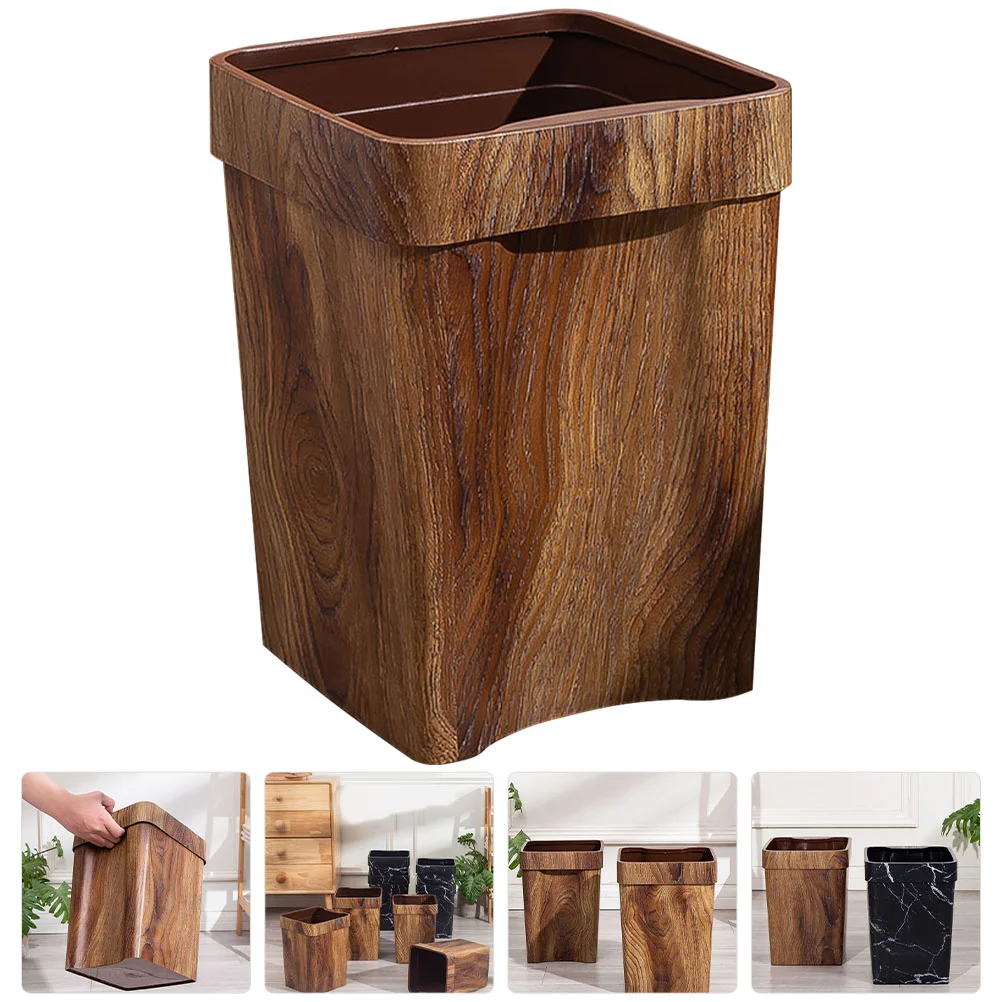 

Imitation Wood Grain Trash Can Ash-bin Car Multi-function Plastic Waste Container Garbage Cans