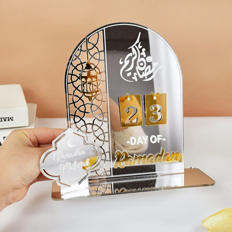 Acrylic Ramadan Countdown Calendar Gifts Day of Ramadan Calendar with Replacing Number 2026 Eid Mubarak Home Decoration Ornament