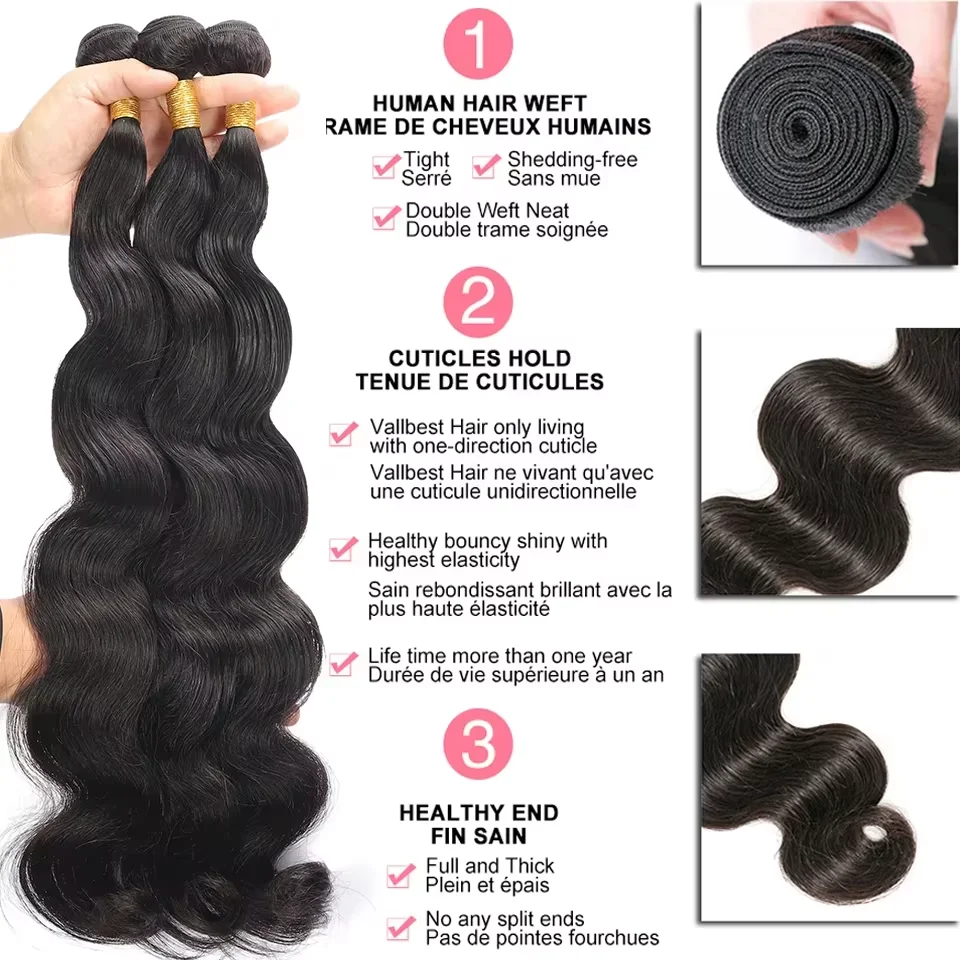 Raw Human Hair Bundles Body Wave Brazilian 3 4 Bundle 28 30 Inch Virgin Remy Hair Extensions For Women Sew In Quick Weave Bundle 3