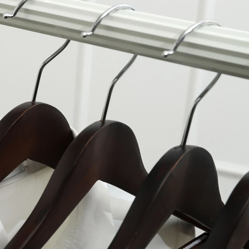 Wooden Hanger Black Walnut Wood Coat Hanger Solid Suit Rack With Metal Hook Anti-skid Shoulder Seamless Clothes Drying Rack 6